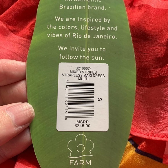 FARM RIO Mixed Stripes Strapless Maxi Dress - NWT - Picture 14 of 16